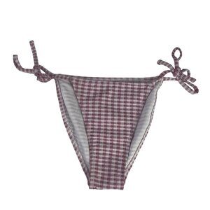 Wild Fable Tie Side Bikini Bottoms Womens Small Pink White New Gingham Cheeky